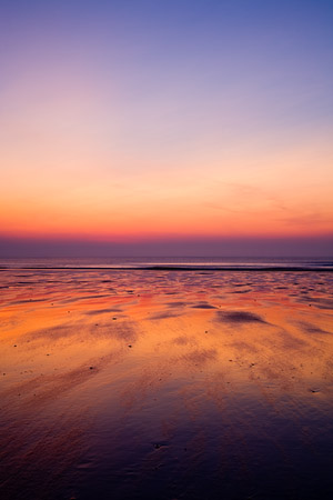 Low Tide at Alnmouth - Sunrise reflected in wet sand at Alnmouth, Northumberland