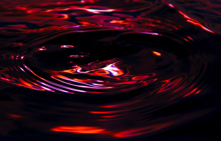 Reflections in Water IV (Crimson) - Tones of colour created by evening light on a lake near Catterick
