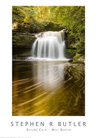 Autumn Calm - West Burton in gentle flow surrounded by the autumn turn, Wensleydale